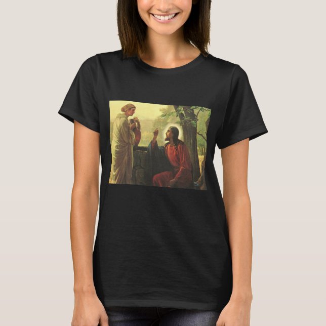 Jesus Christus und der gute Samariter am Brunnen T-Shirt (Vorderseite)