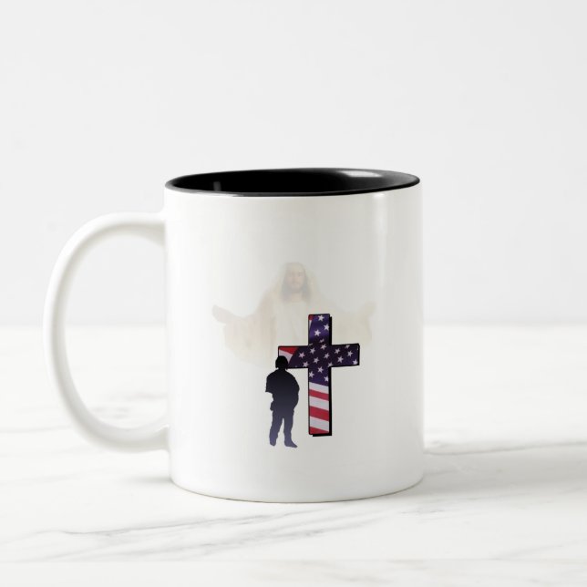 Jesus Christus und die amerikanischer Soldat-2. Zweifarbige Tasse (Links)