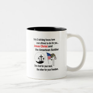 Jesus Christus und die amerikanischer Soldat-2. Zweifarbige Tasse
