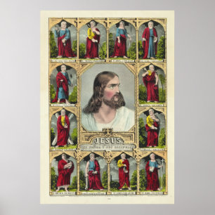 Jesus Christus und die Zwölf Apostel Christentum Poster