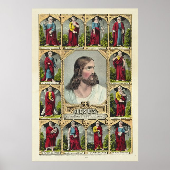 Jesus Christus und die Zwölf Apostel Christentum Poster (Vorne)