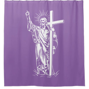 Jesus Christus und ein Kreuz Duschvorhang