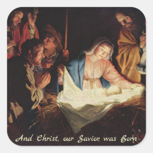 Jesus Christus und Maria, Bethlehem Weihnachtsaufk Quadratischer Aufkleber