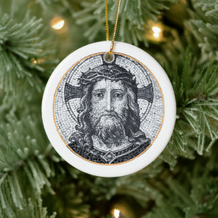 Jesus Christus und Mitgefühl Kunst Vintages Ornam Keramik Ornament
