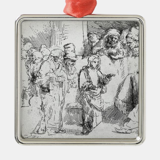 Jesus Christus unter den Doktoren Silbernes Ornament (Vorne)