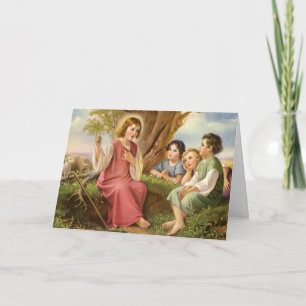Jesus Christus unterrichtet Kinder, Vintage-Religi Karte