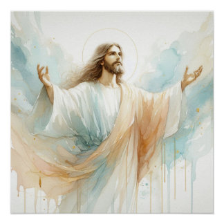 Jesus Christus Wasserfarbenkunst Poster