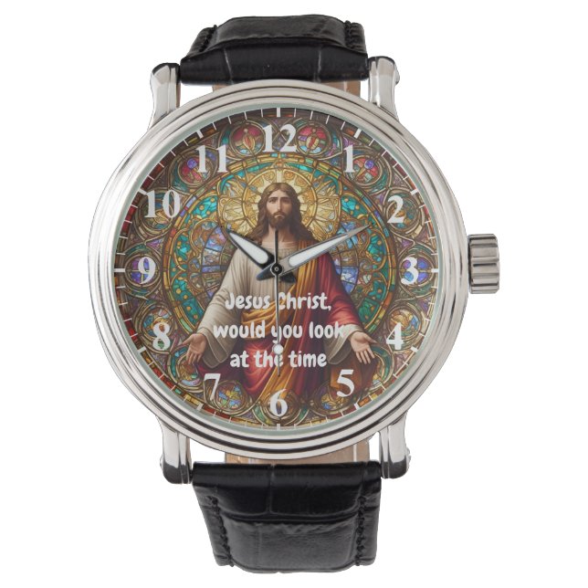 Jesus Christus würde Sie sich die Zeit farbenfroh  Armbanduhr (Vorderseite)