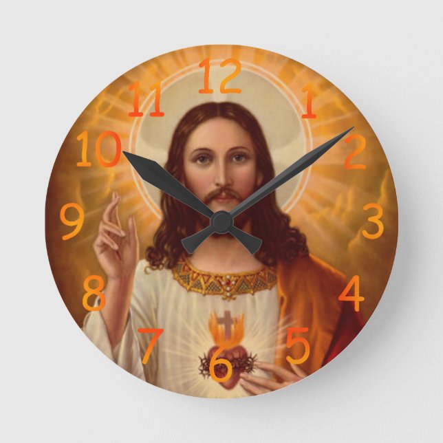 Jesus Clock Runde Wanduhr (Vorderseite)