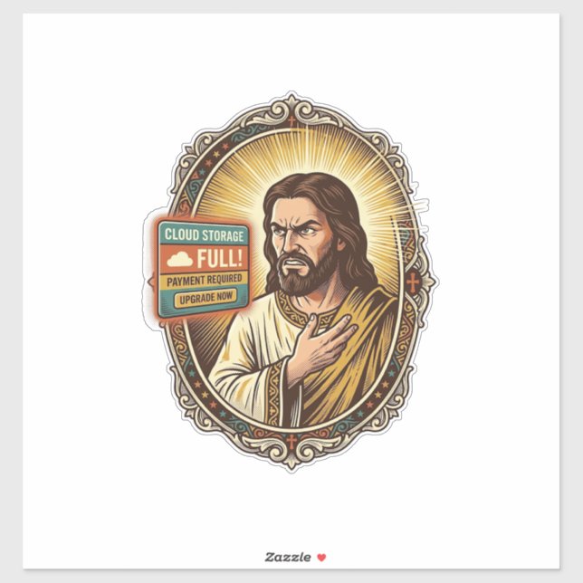 Jesus Cloud-Speicher voll Warnung Paywall Tech Hum Aufkleber (Blatt)