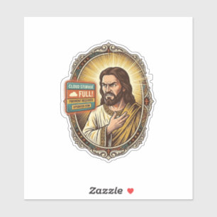 Jesus Cloud-Speicher voll Warnung Paywall Tech Hum Aufkleber