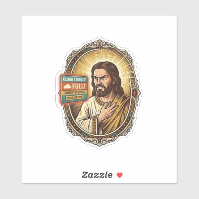 Jesus Cloud-Speicher voll Warnung Paywall Tech Hum Aufkleber (Blatt)