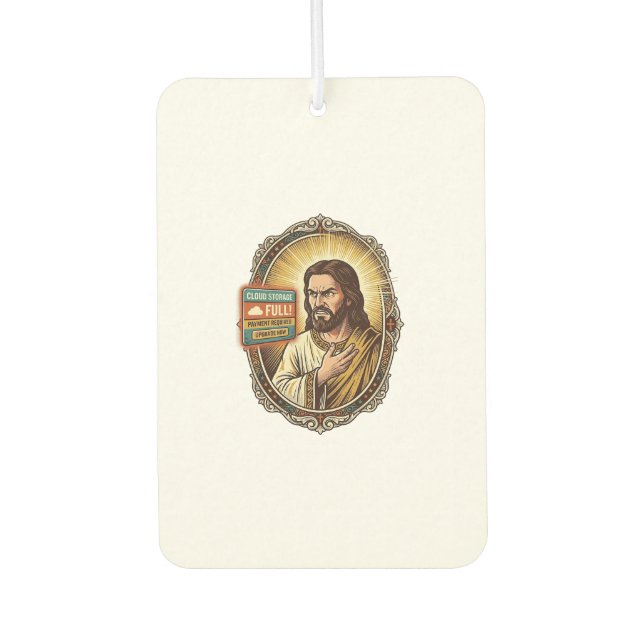 Jesus Cloud-Speicher voll Warnung Paywall Tech Hum Autolufterfrischer (Vorderseite)