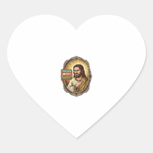Jesus Cloud-Speicher voll Warnung Paywall Tech Hum Herz-Aufkleber (Vorderseite)