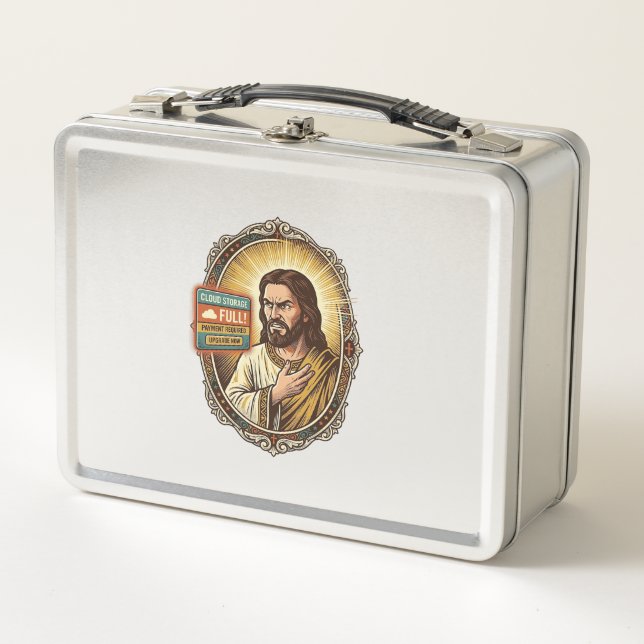 Jesus Cloud-Speicher voll Warnung Paywall Tech Hum Metall Brotdose (Vorderseite)