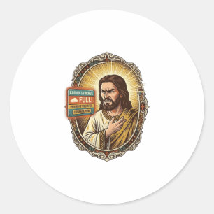 Jesus Cloud-Speicher voll Warnung Paywall Tech Hum Runder Aufkleber