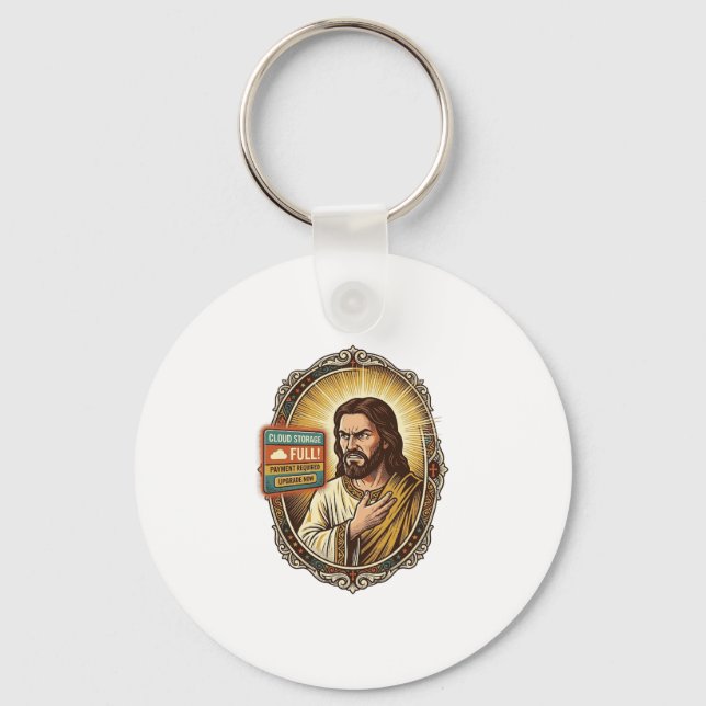 Jesus Cloud-Speicher voll Warnung Paywall Tech Hum Schlüsselanhänger (Vorderseite)