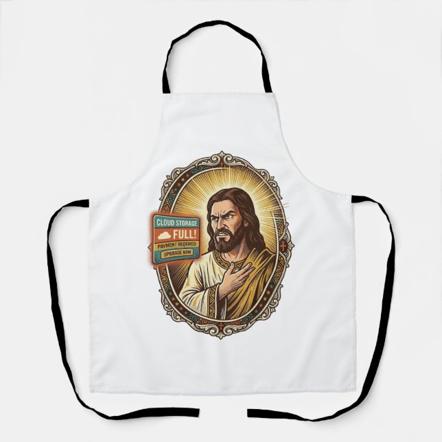 Jesus Cloud-Speicher voll Warnung Paywall Tech Hum Schürze (Vorderseite)