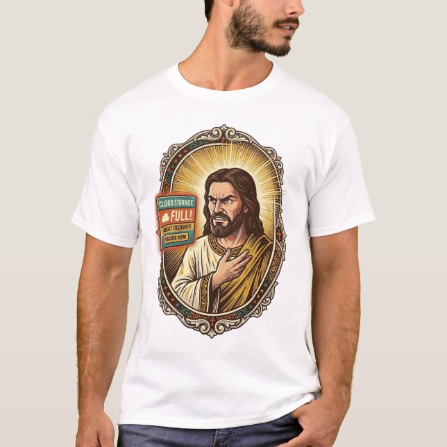 Jesus Cloud-Speicher voll Warnung Paywall Tech Hum T-Shirt (Vorderseite)