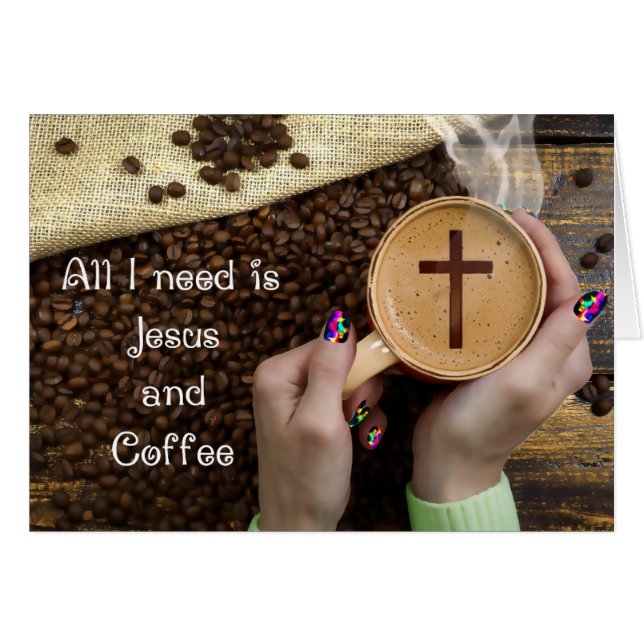 Jesus & Coffee - 5" x 7" Art Card (Vorderseite (Horizontal))