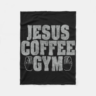 Jesus Coffee Gym Christlich Workout Weightlift F Fleecedecke