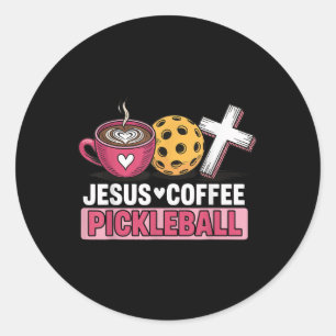 Jesus Coffee Pickleball Runder Aufkleber