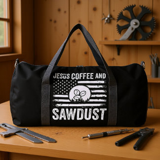 Jesus Coffee Sawdust USA Flag Duffle Bag