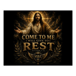 Jesus Come to Me Christian Gold Sacred Art Poster