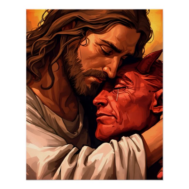 Jesus Comforting Lucifer Poster (Vorderseite)