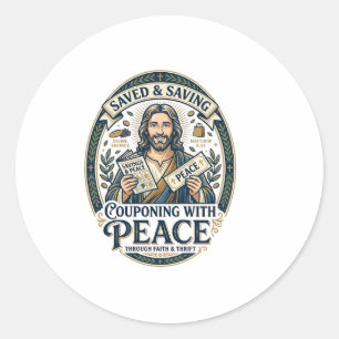 Jesus Coupon Sparsam T-Shirt Glaube Basiertes Desi Runder Aufkleber