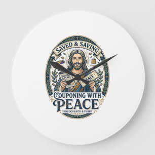 Jesus Coupon Sparsamkeits-Shirt Glaube Basiertes D Große Wanduhr