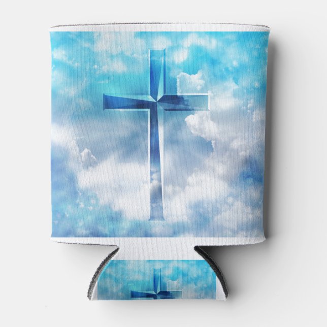 Jesus Cross Blau abstrakt Dosenkühler (Vorderseite)