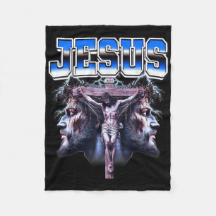 Jesus Cross Christlich 90er Bootleg Stil Fleecedecke