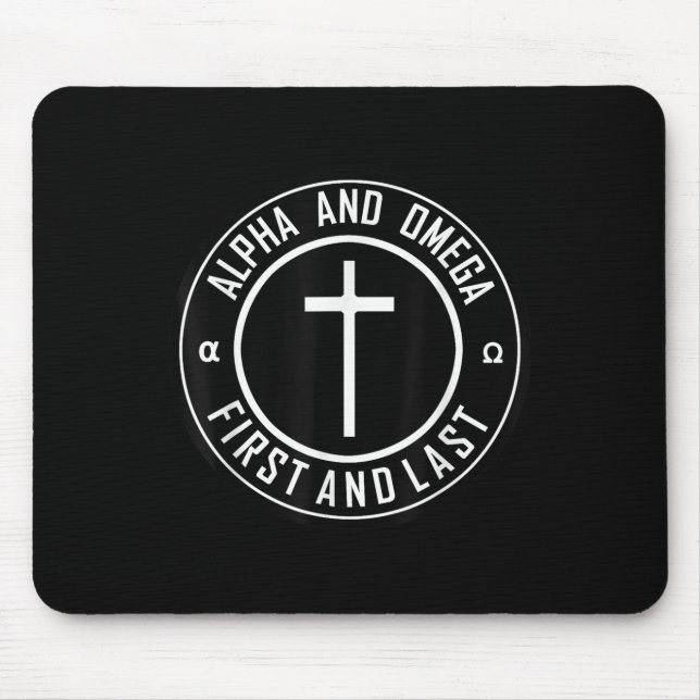 Jesus Cross Circle Funny Alpha und Omega - zuerst  Mousepad (Vorne)
