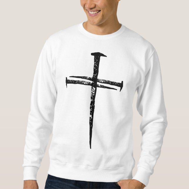 Jesus Cross Drei Nails Christlich Vintag Sweatshirt (Vorderseite)