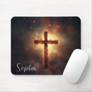 Jesus Cross Glow Jesus Faith Christliche Sitte Mousepad