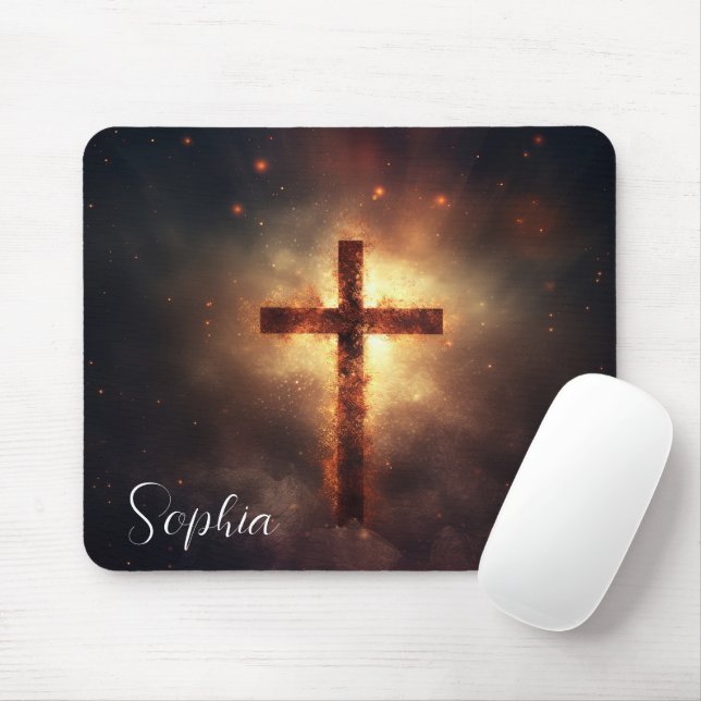 Jesus Cross Glow Jesus Faith Christliche Sitte Mousepad (Mit Mouse)