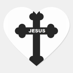JESUS CROSS Herz-Aufkleber