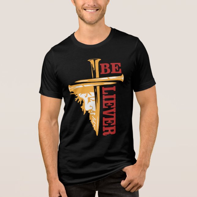 Jesus Cross Nail Design – Powerful Christian Tri-Blend Shirt (Vorderseite)