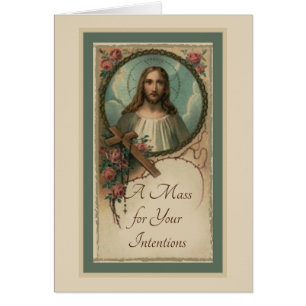 Jesus Cross Rosary katholische Mass Offering Card
