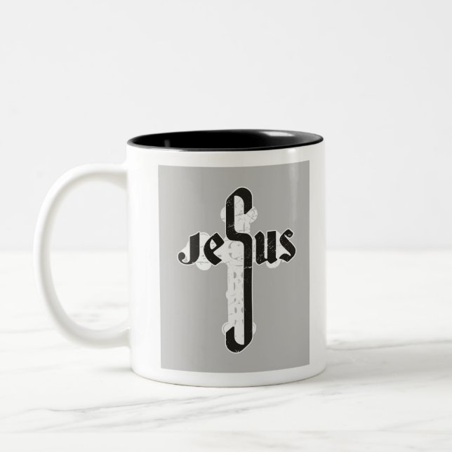 Jesus Cross Zweifarbige Tasse (Links)