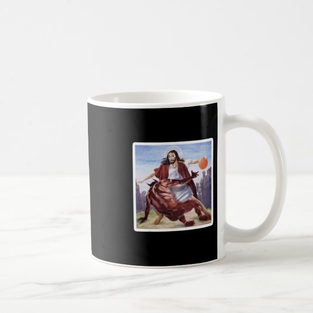 Jesus Crossing Up Satan Sketll  Kaffeetasse (Rechts)