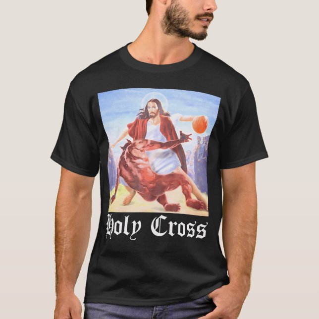Jesus Crossover Basketball Heiliges Kreuz T-Shirt (Vorderseite)