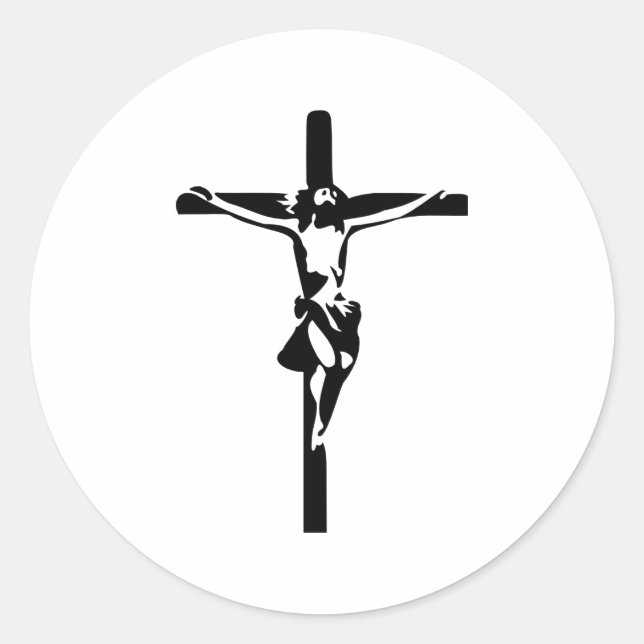 Jesus - Crucifix Runder Aufkleber (Vorderseite)