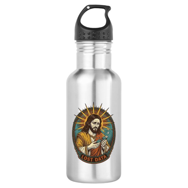 Jesus Crushed USB Flash Drive Lost Data Humor_1 Edelstahlflasche (Vorderseite)