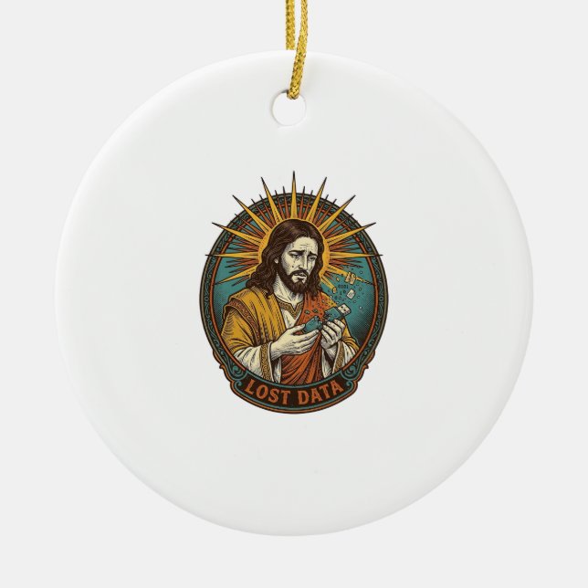 Jesus Crushed USB Flash Drive Lost Data Humor_1 Keramik Ornament (Vorne)