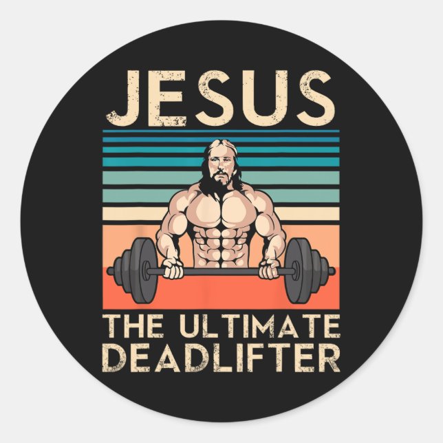 Jesus das ultimative Todesfallgewicht der Bodybuil Runder Aufkleber (Vorderseite)