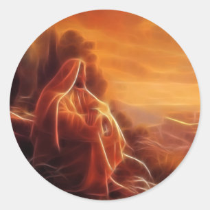 Jesus denkt über dich nach runder aufkleber