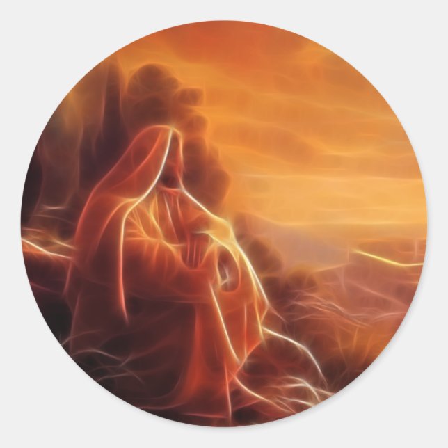 Jesus denkt über dich nach runder aufkleber (Vorderseite)