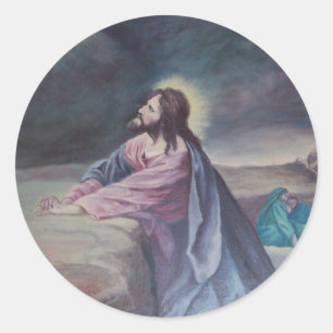 Jesus, der am Gethsemane betet Runder Aufkleber